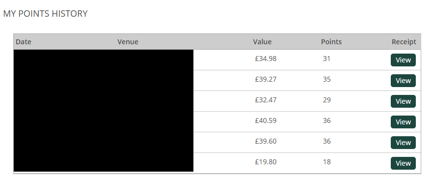 screenshot of the account transaction page